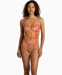 Lauren Ralph Women's Over-The-Shoulder One-Piece Swimsuit