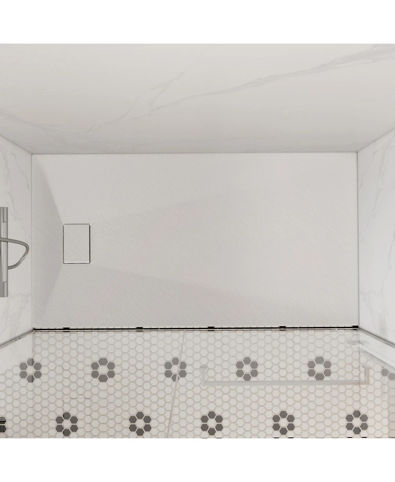 Casainc Wheelchair-Friendly Shower Base with Non-Slip Surface, Reversible Drain, Smc Cover and Flashing Kits