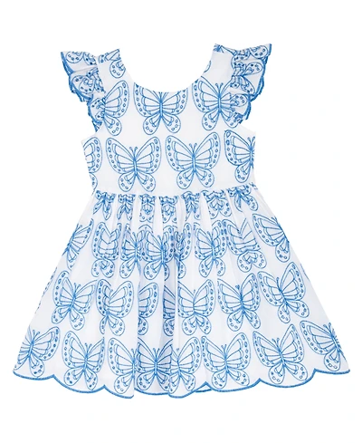 Rare Editions Girls' 2T-6X Eyelet Flutter Sleeve Dress