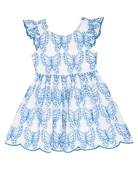 Rare Editions Girls' 2T-6X Eyelet Flutter Sleeve Dress