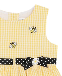 Rare Editions Girls' 2T-6X Yellow Bee Schiffli Seersucker Dress