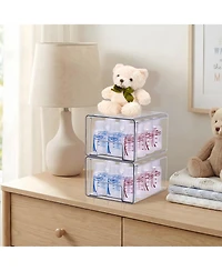 Sorbus 4-Pack Large Clear Stackable Storage Drawers Case with Handles - for Bathroom, Closet, Pantry, Cabinet, Medicine & Baby Bottle Storage