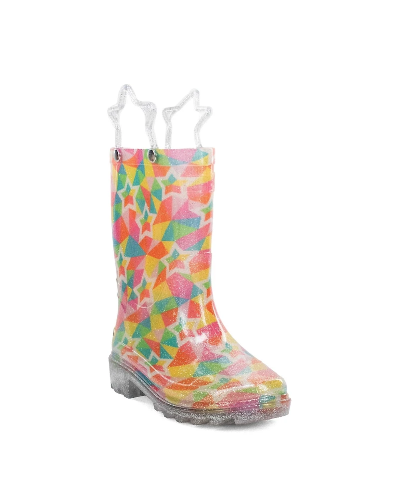 Western Chief Little Girls Star Kaleidoscope Lighted Rain Boot