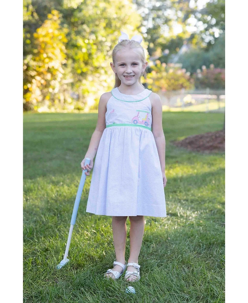 Florence Eiseman Toddler Girls Check Seersucker Dress With Golf Cart