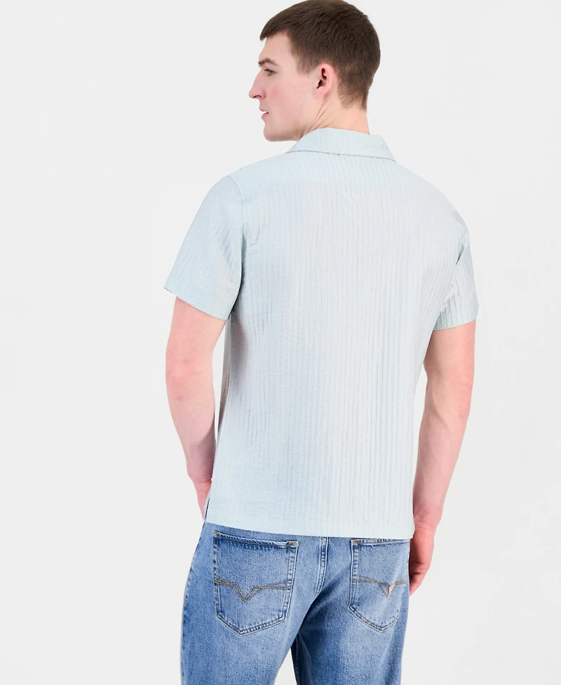 Guess Men's Seersucker Woven Shirt