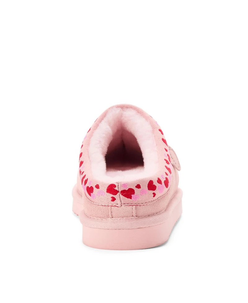 Dearfoams Women's Fireside Greta Genuine Shearling Clog Slipper with Embroidery