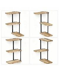 3 Tier Rustic Wood Floating Shelves for Space-saving Decor