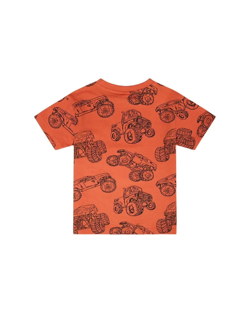 Deux par Deux Big Boys Cotton Jersey T-Shirt Printed Trucks