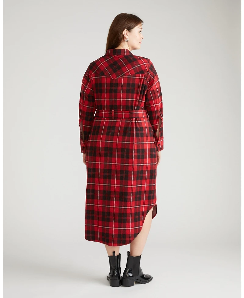 Universal Standard Women's Morgan Belted Stretch Flannel Shirtdress