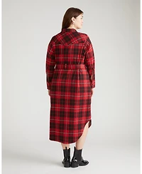 Universal Standard Women's Morgan Belted Stretch Flannel Shirtdress