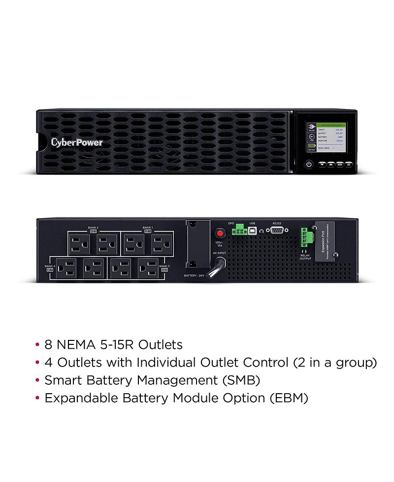 CyberPower OL750RTHD 750VA/750W Smart App Online Sine Wave Lcd Rack/Tower Convertible Ups System, Black