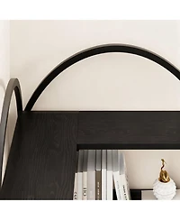 Yigii 5-Tier Storage Bookshelf, Corner Design, Edge Protection, Stable, Easy Assembly-Metal Frame for Living Room, Bedroom, Office