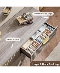 gaomon Fluted Dresser for Bedroom with 6 Deep Drawers, 47.2 in Wide Modern Chest of Drawers, Wooden Dresser Tv Stand, Curved Profile Design