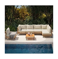 Decksplore 7 Pieces Outdoor Sectional Sofa Set All-Weather Pe Wicker Rattan Patio Conversation with Thick Cushions Furniture