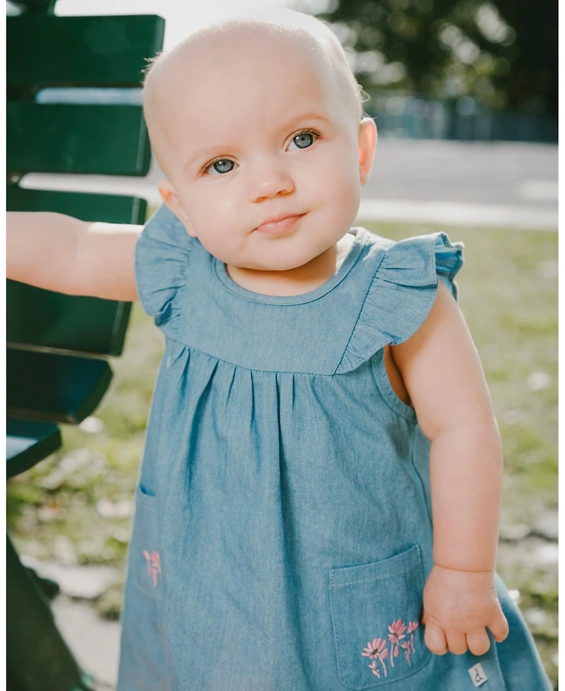 Deux par Baby Girls Chambray Dress and Bloomer Set