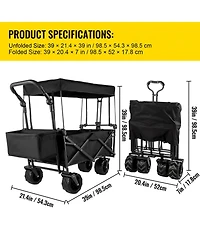 Sugift Collapsible Utility Wagon with Drink Holders & Large Storage Capacity