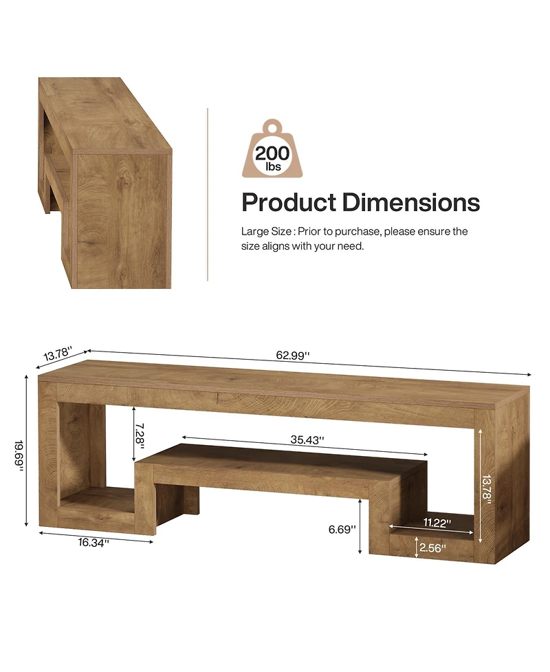 Tribesigns 63-Inch Tv Stand for 55/60/65/75-Inch TVs, Farmhouse Entertainment Center