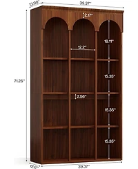 Tribesigns 70.9" Tall Arched Bookshelf, 5-Tier Freestanding Wooden Display Bookcase, Large Commercial-Grade Library Book Shelving Unit