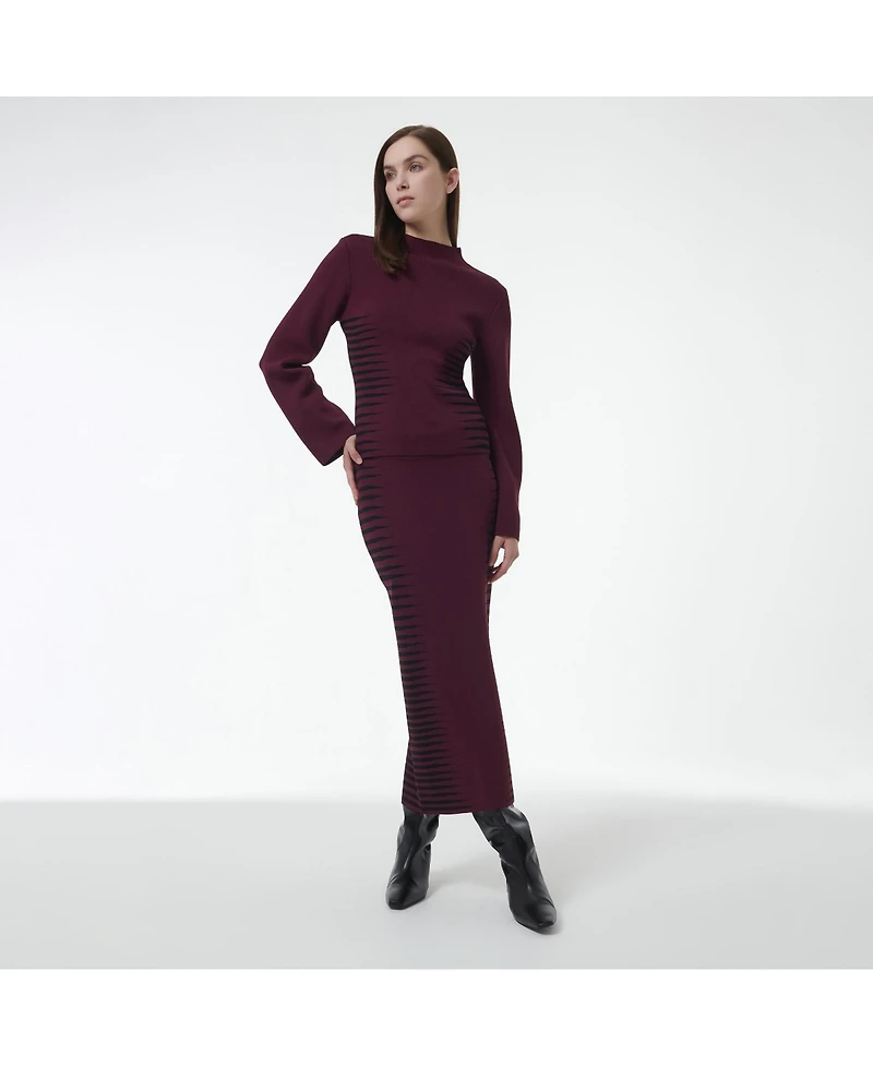 Leem Women's Jacquard Pencil Skirt - Shorter Length