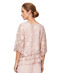 Alex Evenings Petite Burnout Chiffon Boat Neck Top