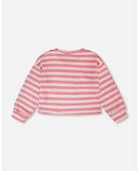 Deux par Toddler Girls Striped Sweater Pink and White - Toddler|Child