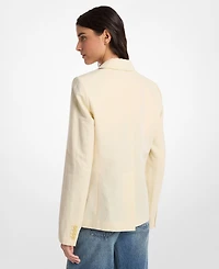 Michael Kors Women's Linen Patch Pocket Collared Blazer