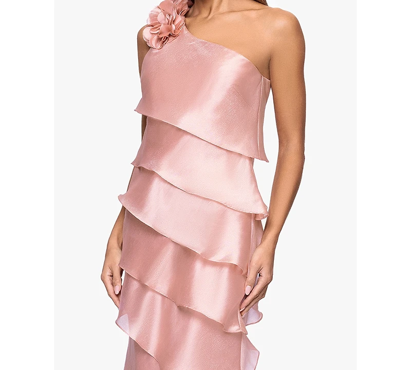 Xscape Women's Tiered Chiffon One-Shoulder Dress