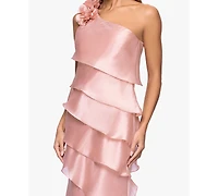 Xscape Women's Tiered Chiffon One-Shoulder Dress