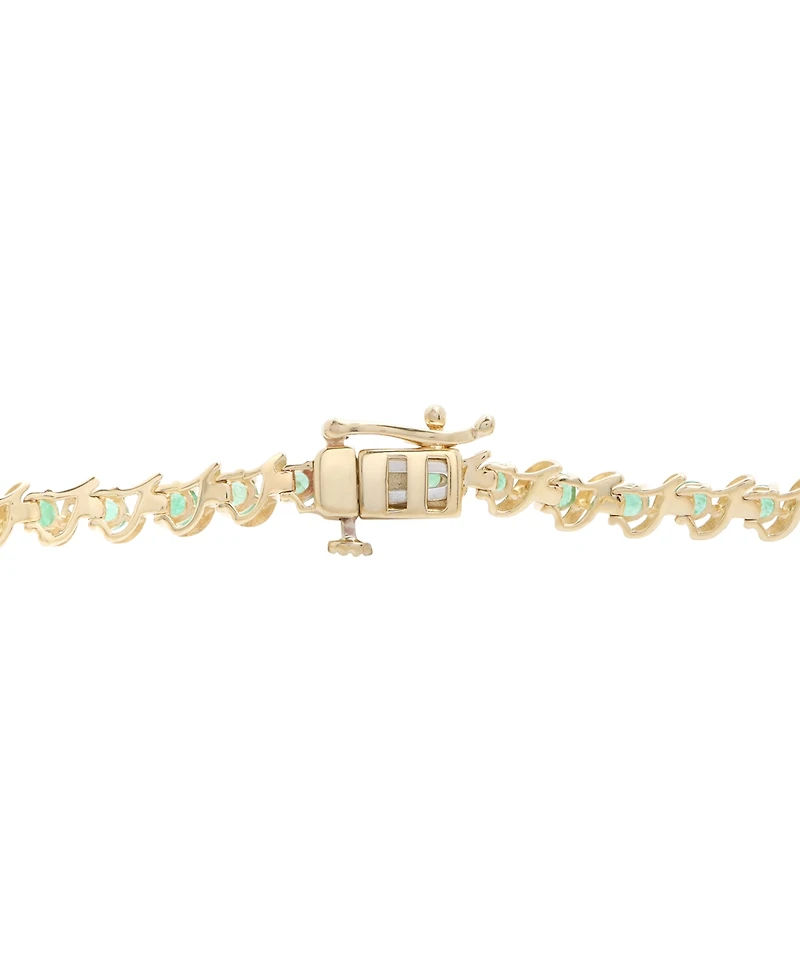 Macy's Emerald (2-7/8 ct. t.w.) and Diamond (1/10 ct. t.w.) Bracelet in 10k Yellow Gold