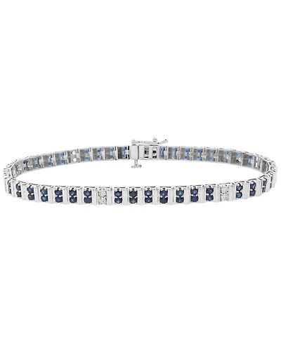 Macy's Sapphire (2-1/2 ct. t.w.) and Diamond (1/10 ct. t.w.) Bracelet in 10k White Gold