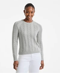 Lands' End Women's Drifter Raglan Pointelle Crew Neck Sweater