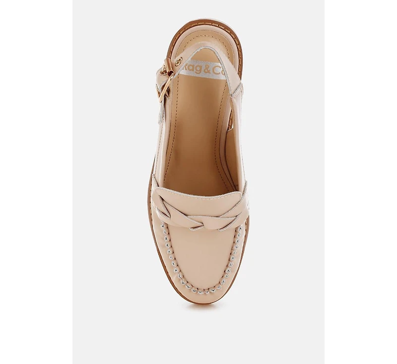 Rag & Co Women's Jemykin Genuine Leather Loafer Sandals