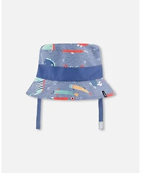 Deux par Deux Baby Boys Polyester Beach Hat Marine Animal Print