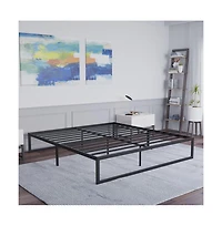 Emma+Oliver 14" Metal Platform Bed with Steel Slat Support & 12.5" Underbed Storage Feature