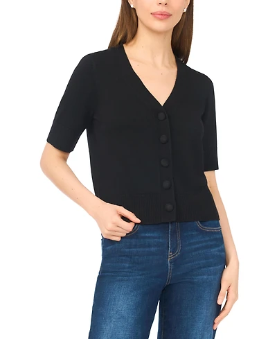 CeCe Women's V-Neck Short-Sleeve Cardigan