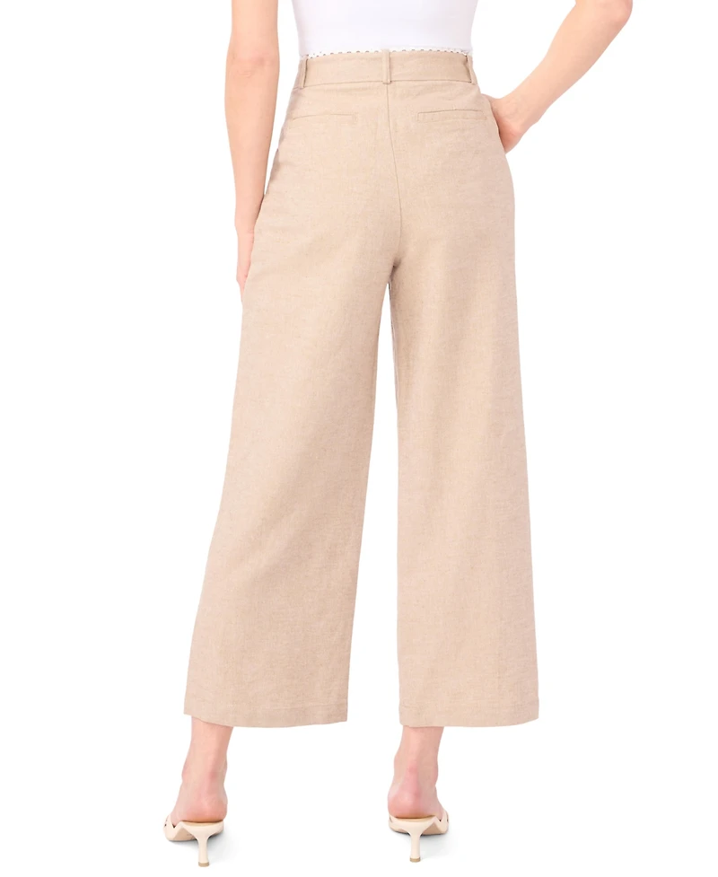 CeCe Women's Wide-Leg Bow Tie Cropped Pants