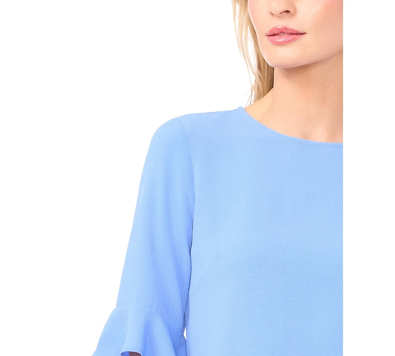 CeCe Women's Ruffled-Cuff 3/4-Sleeve Crew Neck Top