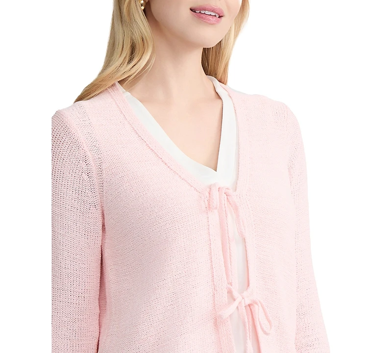 Jones New York Women's Tie-Front 3/4-Length Sleeve Cardigan