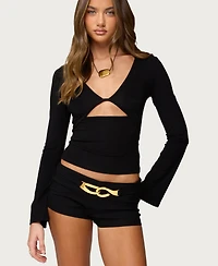 Edikted Women's Kailee Cutout Long Sleeve Ribbed Top