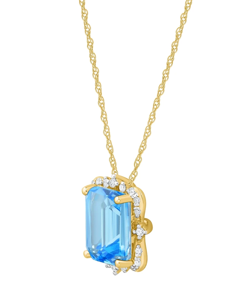 Macy's Blue Topaz (2-1/10 ct. t.w.) and Diamonds Necklace 14k Yellow Gold (also available Onyx Amethyst)