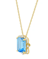 Macy's Blue Topaz (2-1/10 ct. t.w.) and Diamonds Necklace 14k Yellow Gold (also available Onyx Amethyst)