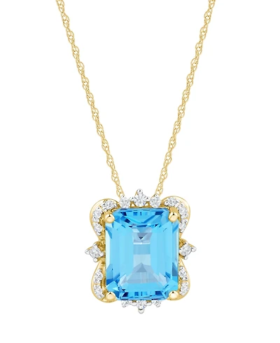 Macy's Blue Topaz (2-1/10 ct. t.w.) and Diamonds Necklace 14k Yellow Gold (also available Onyx Amethyst)