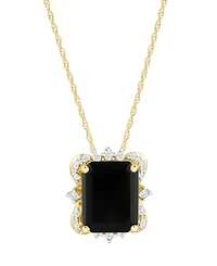 Macy's Blue Topaz (2-1/10 ct. t.w.) and Diamonds Necklace 14k Yellow Gold (also available Onyx Amethyst)