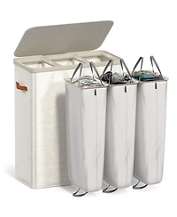 Sorbus 3-Compartment Laundry Basket with Removable Bag - Durable Organizer for Bathroom, Bedroom, or Room Space Saving Design