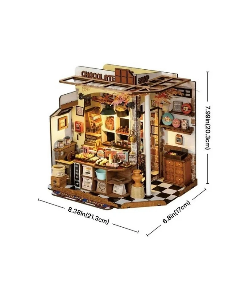 Robotime 3D Puzzles Chocolate Diy Miniature House Craft Kit Wooden Puzzle Chocolate Shop Set for Adult Kids Gifts