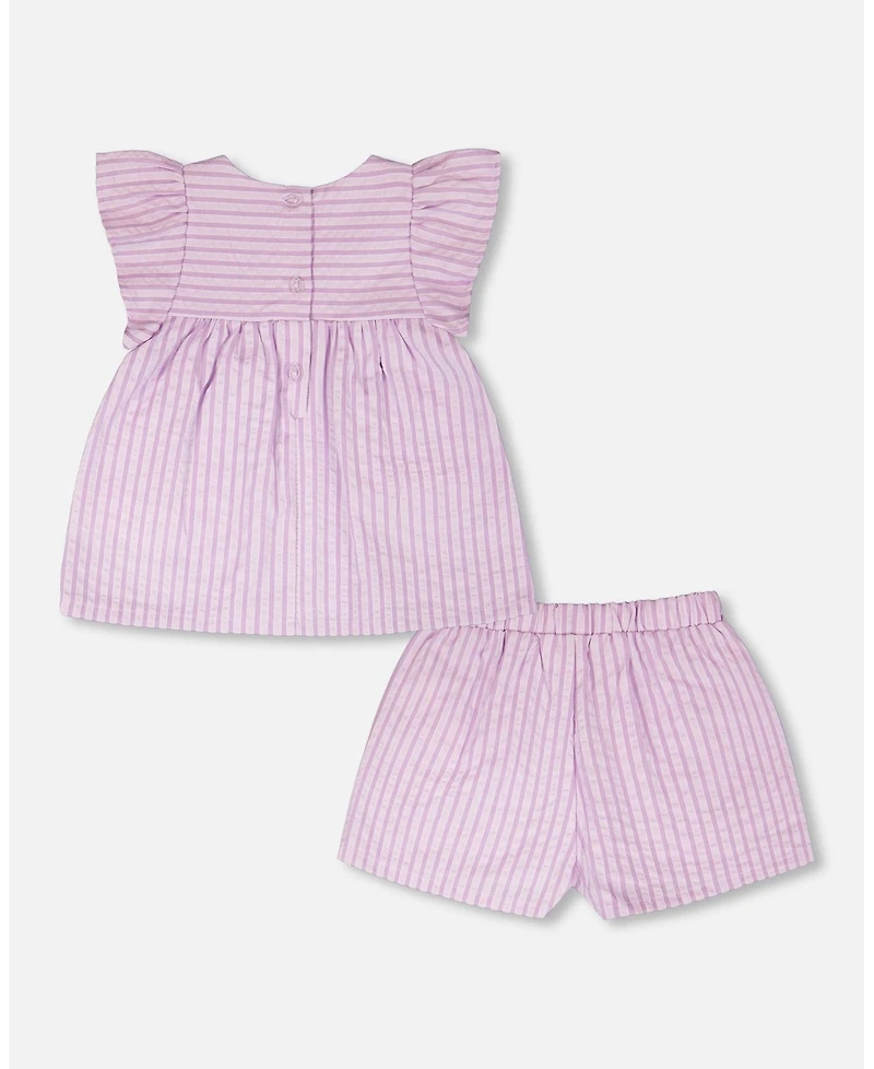 Deux par Big Girls Top and Short Set Stripes