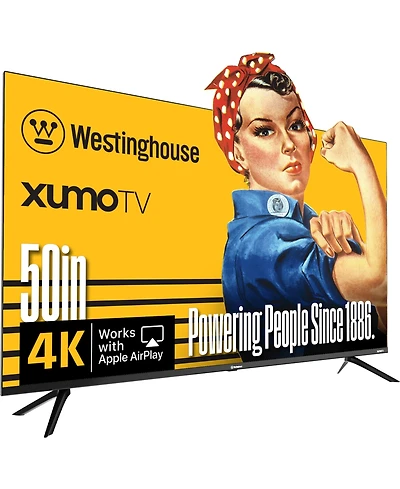 Westinghouse 50" Smart Tv 4K Uhd Xumo Tv with HDR10, Dolby Vision & Atmos, Voice Remote, Bluetooth, Apple AirPlay, Wi-Fi, Edgeless Led Screen, 60