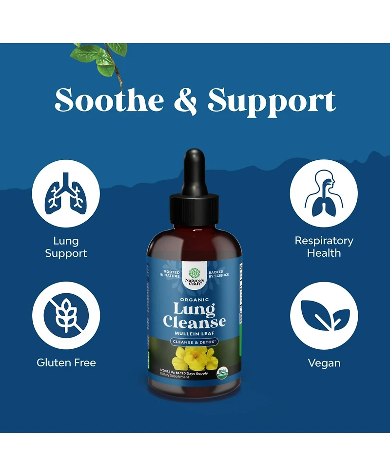 Lung Cleanse, Mullein Leaf Cleanse & Detox Supplement, Nature's Craft | 4oz