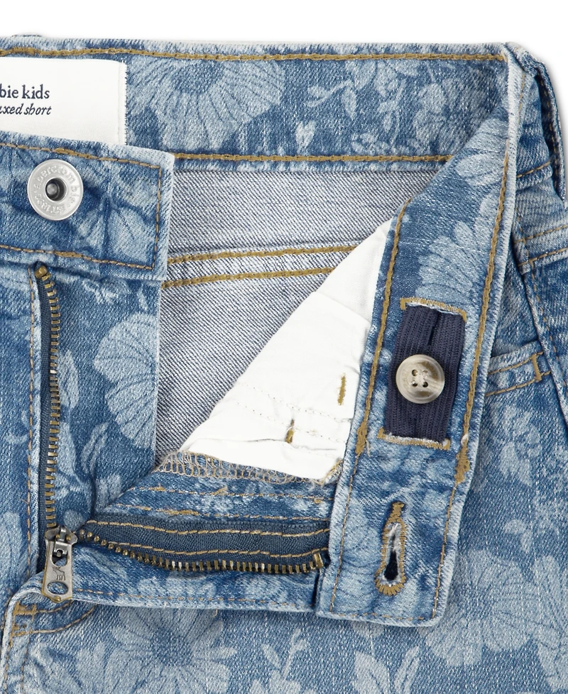 abercrombie kids Girls' 5-18 High Rise Relaxed Floral Denim Shorts