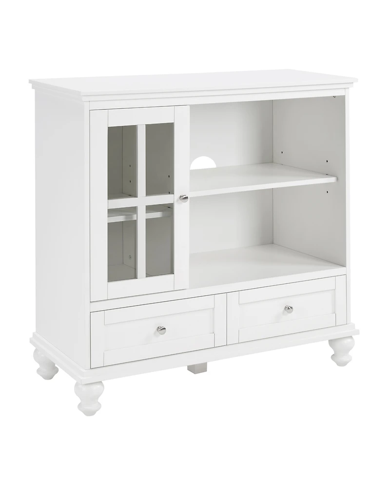 Convenience Concepts 36" Glass 2 Drawer Tv Stand with Storage